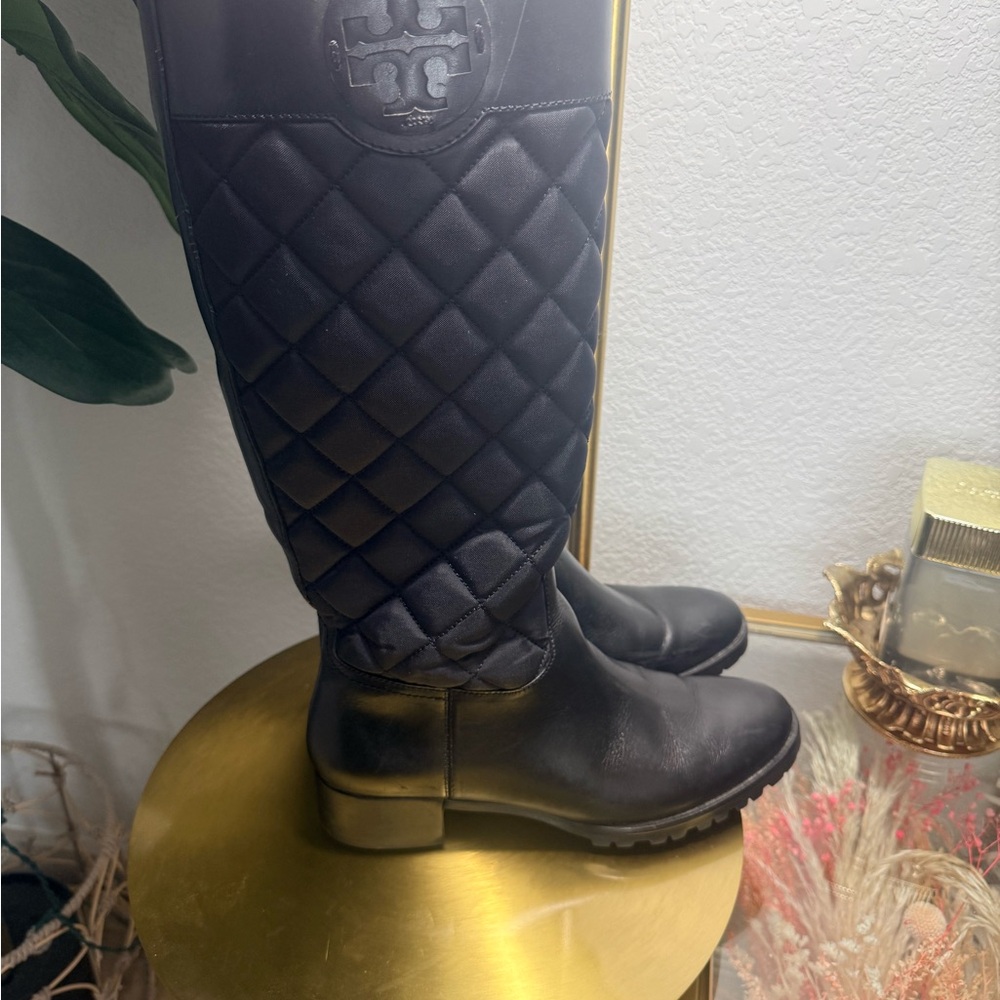 Tory Burch Rowan Quilted Leather Riding Boots $495 - Picture 3 of 5